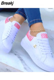 Women Casual Shoes Fashion Butterfly Decor Round Head Sneakers Leather Lace-Up Platform Ladies Vulcanize Shoes Female