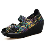 New Wedge Platform Weave Sandals Fashion Peep Toe Comforty Breathable Mom Shoes Female Casual Thick Bottom Sandalias