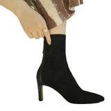 Female 2023 Fashion Ankle Women's Boots Elegant Modern Boots Women Sewing Zipper Pointed Toe Thin Heel Flock Shoes