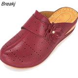 Women Summer Slip On Cutout Slippers Ladies PU Leather Flower Shoes Woman Fashion Casual Platform Female Slipper 2020