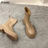 New Platform Shoes Women Boots Round Toe Zipper Spring Autumn Fashion Ankle Female Botines De Mujer Chelsea