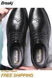 Mens Oxford Shoes Genuine Calfskin Leather Brogue Dress Shoes Classic Business Formal Shoes