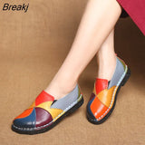 Women Genuine Leather Loafers Mixed Colors Ladies Ballet Flats Shoes Female Spring Moccasins Casual Ballerina