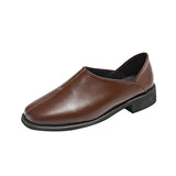 New Women Shoes Korean Version Square Toe Flat Casual Work Shoes Female Slip on Retro Loafer Zapatillas