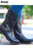 Women's Autumn Ankle Boots Fashion Plus Size 43 Comfort Booties Women Chunky Heels Belt Buckle Roman Boots Botas De