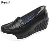 Women Wedge Platform Shoes Fashion Comfortable Increase Casual Slip-on Women's Loafers Summer Hollow Out Breathable