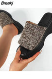 Heeled Women's Slippers 2023 European Style Comfy Walking Beach Sandal Summer Outside Simply Lady Slippers Plus Size