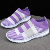 Color Knit Breathable Sneakers for Women 2023 Non Slip Soft Sole Casual Flats Woman Plus Size Slip On Sock Shoes