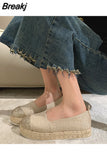 Women Flats Shoes Low Top Spring And Autumn Canvas Shoes Casual Straw Shoes High Quality Fashion Flats Loafers Single