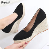 Summer Shoes Women Heeled Shoes Ladies Wedge Heels Retro Brand Women Pumps Casual Woman Wedges 8cm Big