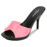 Brand Summer Slippers Women Mixed Colors PU Fine Heel 9cm Outside Sandal Platform Sexy Slipper Women Shoes Slides