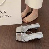 Breakj Women 2025 Summer New French Head Cross-Belt Bare Toe Fine And External Wearing Slippers