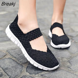 2021Women Shoes Lady Summer Slip On Flats Sneakers Breathable Lightweight Women Flat Shoes Manual Woven Shallow Women Casual