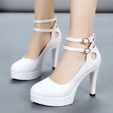Black Red Women Shoes Autumn Platform Round Head Women Pumps Shoes Sexy Thick Heel High Heels 11CM Pumps Single Dance