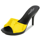 Brand Summer Slippers Women Mixed Colors PU Fine Heel 9cm Outside Sandal Platform Sexy Slipper Women Shoes Slides