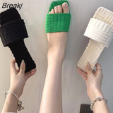 Size 42 Slippers Women Fashion Flat Casual Shoes Green Outdoor Walking Slides 2023 New Female Peep Toe Lightweight