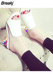 Brand Big Size 41 Elegant Crystals Chunky Heels Summer Women's Shoes Woman Sandals Leisure Shoes Women
