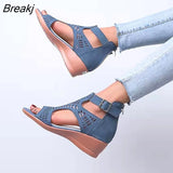 New Summer Women Fashion Sandlas Outdoor Sports Wedge Fish Mouth Opened Toe Height Increase Comfortable Light