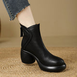 Breakj Cm ~ 2025 Autumn And Winter New Fashion Small Leather Boots Women Round Head Zipper Thick Bottom Height Fashion Short