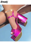Heeled Women Sandals 2023 New Fashion European Style Sexy Women Shoes Summer Straight Buckle Colorful Platform