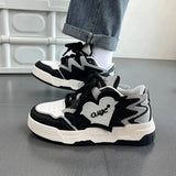 yellow Women Low-top heart Patchwork Women Sneakers Flat Platform Fashion Skateboard Shoes Mixed Color Students Chic