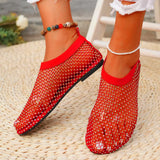Breakj Drill Mesh Sandals Women 2025 Summer New Comfortable Foot Size Lady Flat