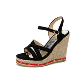 Women Wedges Sandal 2023 Summer New Arrival Female Platform Gladiator Bohemia Ankle Strap Peep Toe Flock Dress Shoes Size