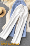 Jeans for Women Casual Streetwear New Spring Autumn High Waist Straight Leg Pants Fashion White Blue Denim
