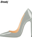 Color Classical Women Pumps 12 cm Stilettos Shallow Pointed Toe Thin High Heels Woman Party Shoes Pink color QP004