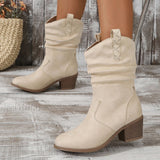 Spring and Autumn New Round Head Leather Face White Cover Fashion Women's Large Medium Sleeve Boots Women