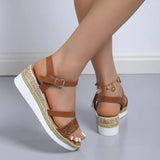 Women's Buckle Strap Wedge Sandals Summer 2023 Non Slip Platform Gladiator Shoes Woman Thick Bottom Sandalias De Mujer Plus