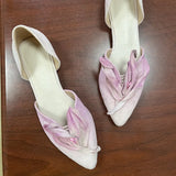 Nice Shoes Women's 2023 New Summer Niche Design Sandals Aesthetic Petal Pointed Toe Shallow Flat Shoes Handmade