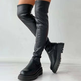 Winter Thigh High Boots Women Plus Size Slim PU Leather Long Boots Woman Fashion Platform Over The Knee Botas Mujer