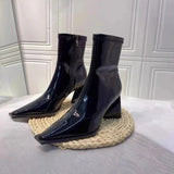Spring Autumn New Square Head Solid Color Versatile Side Zipper High Heels Women's Outwear Fashion Boots Single Boots