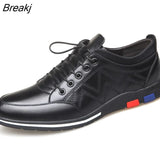 Men's Shoes, Men's Leather Shoes, Men's Leather Casual Inner Increase Korean Version of Sneakers, White Low-top Shoes