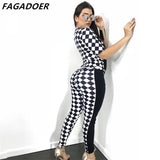 Plaid Print Two Piece Sets Fashion Patchwork Streetwear Outfits Women Tracksuits Cool Girl Crop Top Pants Matching