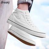 Men's High Top Canvas Shoes Black White Men Casual Sneakers Fashion Lace-up Vulcanize Shoes Cool Street Sports Brand