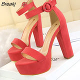 Women High Heels New Ladies Shoes Fashion Sandals Sexy Nightclub Party Platform Wedding Shoes Pumps Square Heel Peep Toe