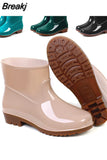 Rain Boots Women's Low-Cut PVC Beef Tendon Platform Solid Color Work Shoes Waterproof Rain Boots Thick Bottom for