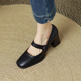 Fashion Spring Autumn Pumps Women High Heels Shoes Chunky Heels Buckle Loafers Platform Black Brown Retro Heels Women