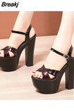 Heel Womens Sandals Platform Women's Shoes 15 Cm Sexy Ultra-High Heels Banquet Female Sandals Plus Size Pumps