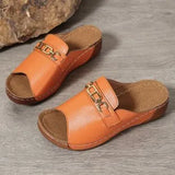 Breakj New Summer Thick-Bottomed Fish Mouth Slippers Women's Shoes Large-Size Wide Strips Thick-Bottomed