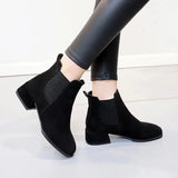 Elegant with Medium Heels Women's Ankle Boots Black Short Shoes for Woman Chelsea Booties Suede High Quality Y2k