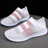 Color Knit Breathable Sneakers for Women 2023 Non Slip Soft Sole Casual Flats Woman Plus Size Slip On Sock Shoes