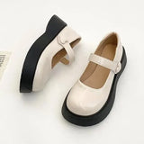 Womens Derby Shoes Autumn Female Footwear Clogs Platform Leather Fall Dress New Creepers Retro Basic Mary Janes Rubber PU Hoof