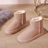 Women's Shoes Australian Boots Winter Footwear Round Toe Flat Heel Boots-Women Fashion Snow Low 2023 Ladies Ankle