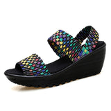 New Wedge Platform Weave Sandals Fashion Peep Toe Comforty Breathable Mom Shoes Female Casual Thick Bottom Sandalias
