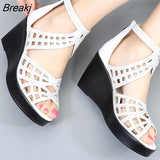 2023 Rhinestone Women Sandals Platform Wedges High heels Sandals Fashion Hollow Out Open toe Summer Women