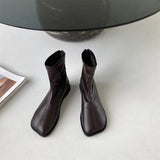 Autumn Soft Leather Women Boots Square Toe Zipper Ankle Boots Simplicity Casual Women Shoes Fashion Flats Botas