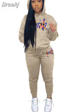 Two Piece Set Women Hooded Sweatsuits Fashion Pink Letter Leopard Print Tracksuit Casual Female Outfits Streetwear